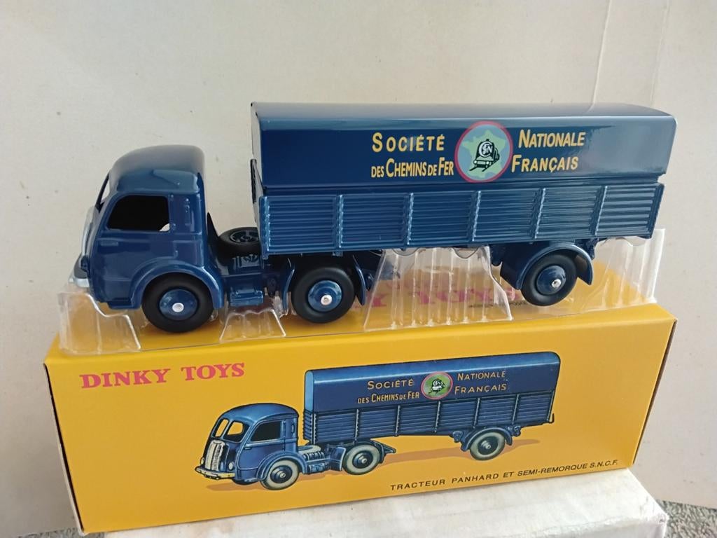 DINKY TOYS ATLAS TRACTEUR PANHARD ET SEMI-REMORQUE SNCF, Ophalen of Verzenden, Bus of Vrachtwagen, Overige merken