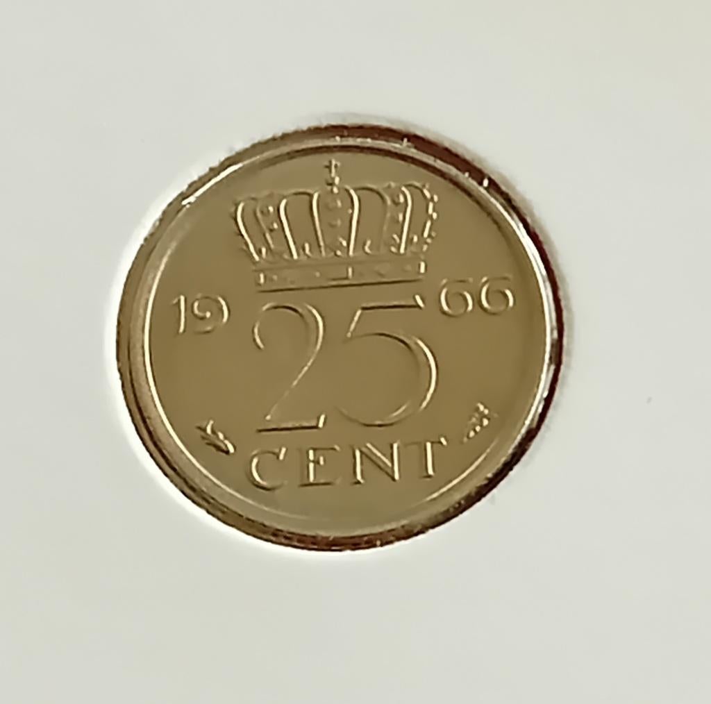 25 cent 1966, Postzegels en Munten, Munten | Nederland, Verzenden, Koningin Juliana, 25 cent, Losse munt