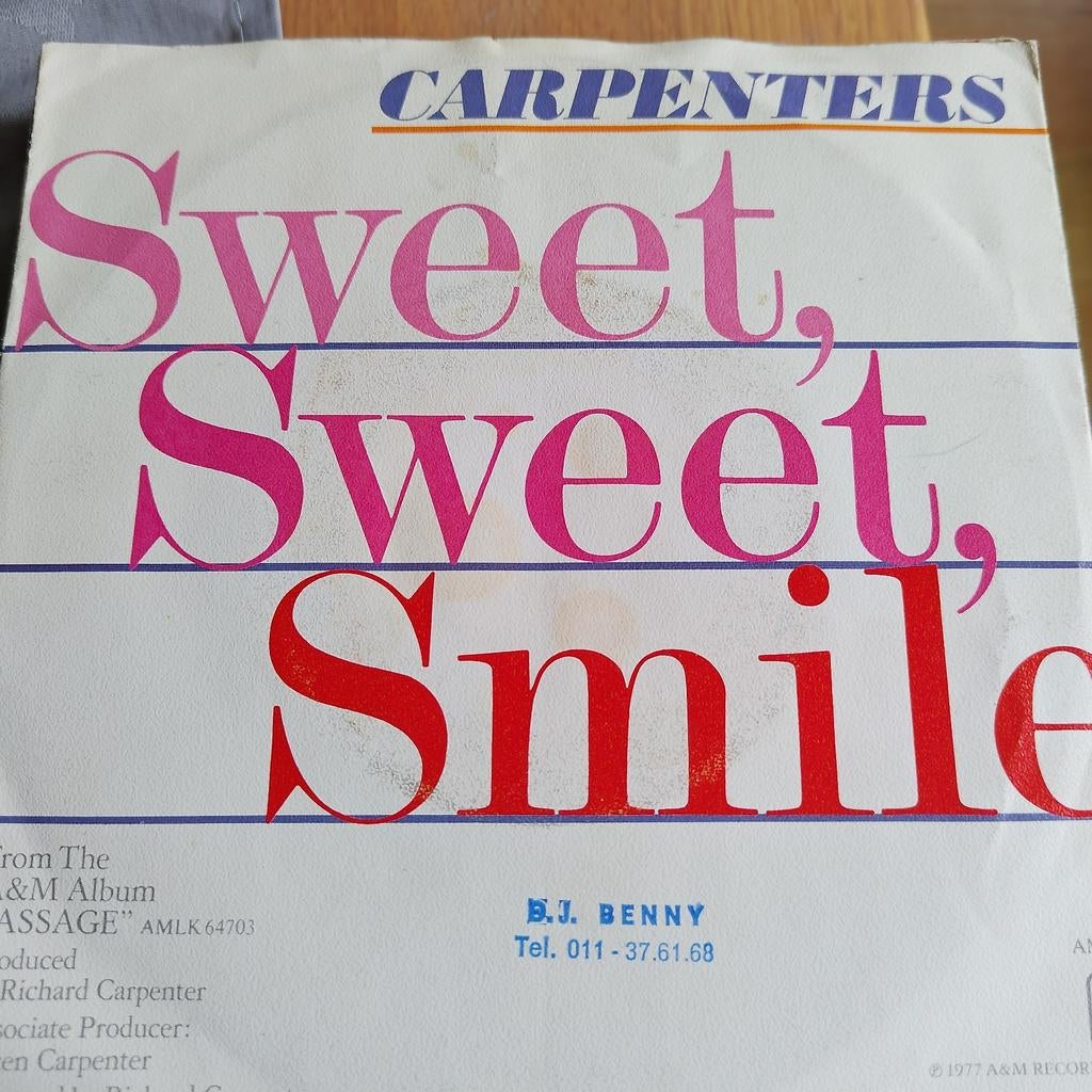 Carpenters - Sweet, Sweet, Smile (Single), Cd's en Dvd's, Vinyl Singles, Ophalen of Verzenden, 7 inch