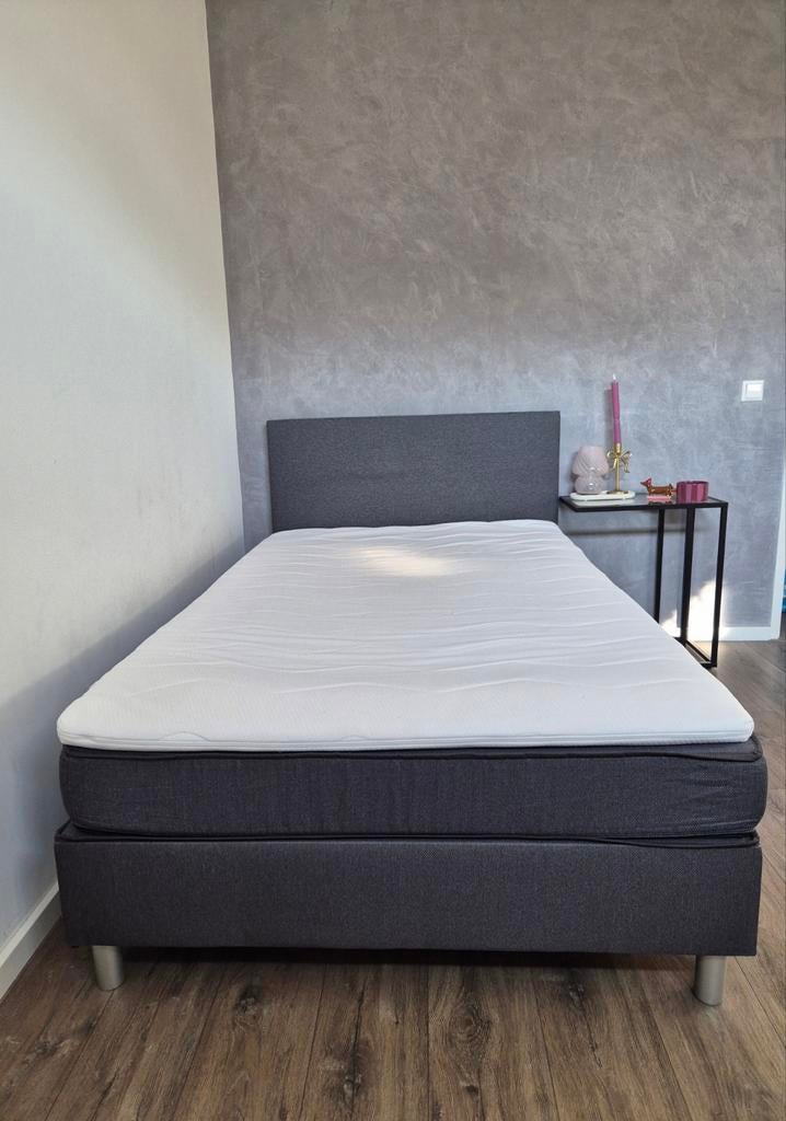 Boxspring combinatie Alta 4-delig - donkergrijs - 120x200cm, Ophalen, Twijfelaar, 120 cm