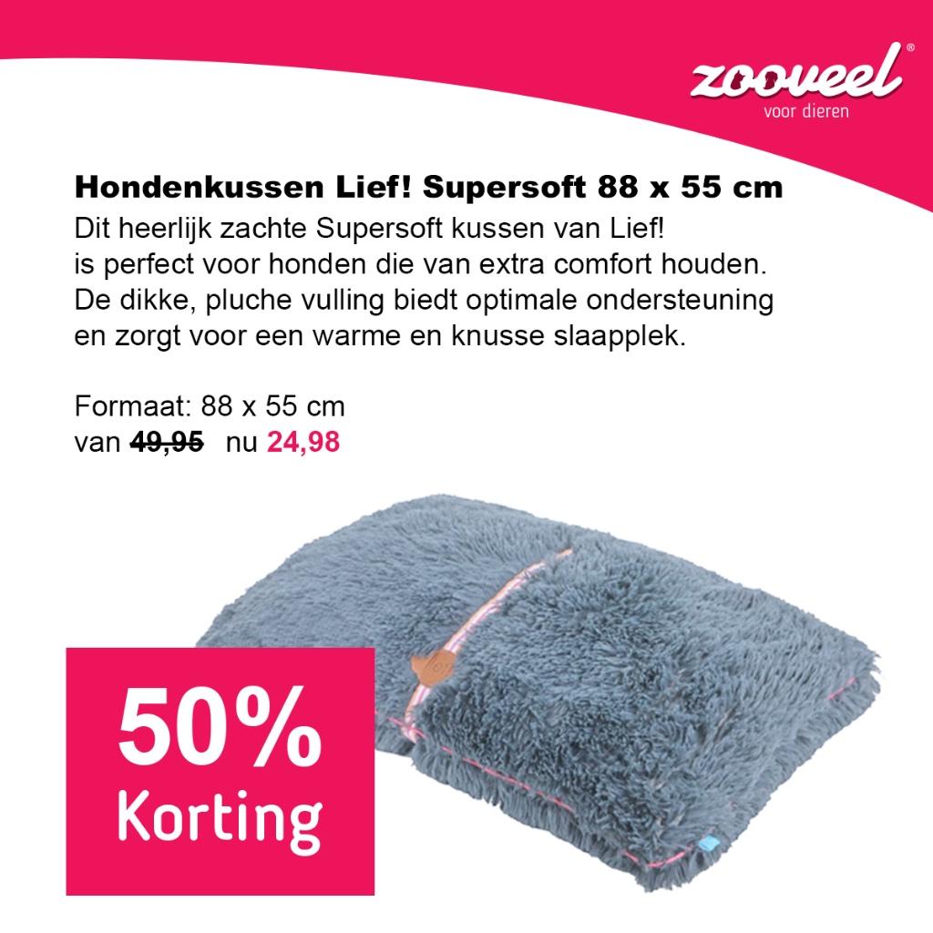 Hondenkussen Lief! Supersoft Pluche Grijs 88x55 cm, Dieren en Toebehoren, Ophalen of Verzenden, Nieuw, Katoen