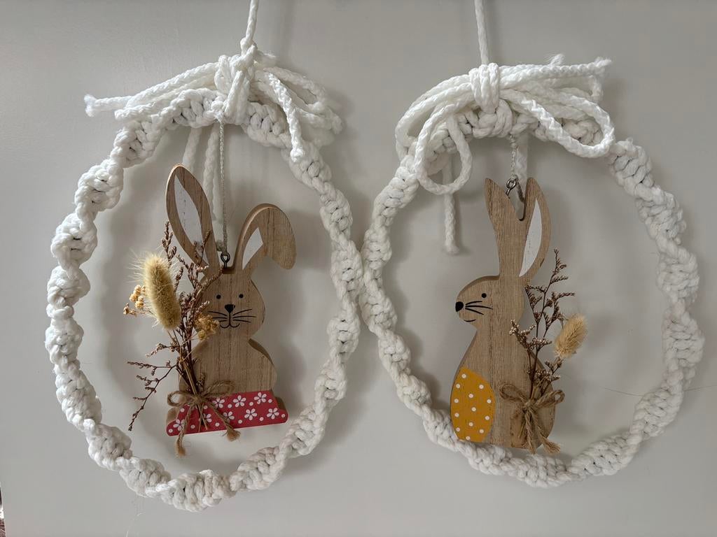 Paaskrans met houten paashaas Raam - of deurhanger, Ophalen of Verzenden, Nieuw