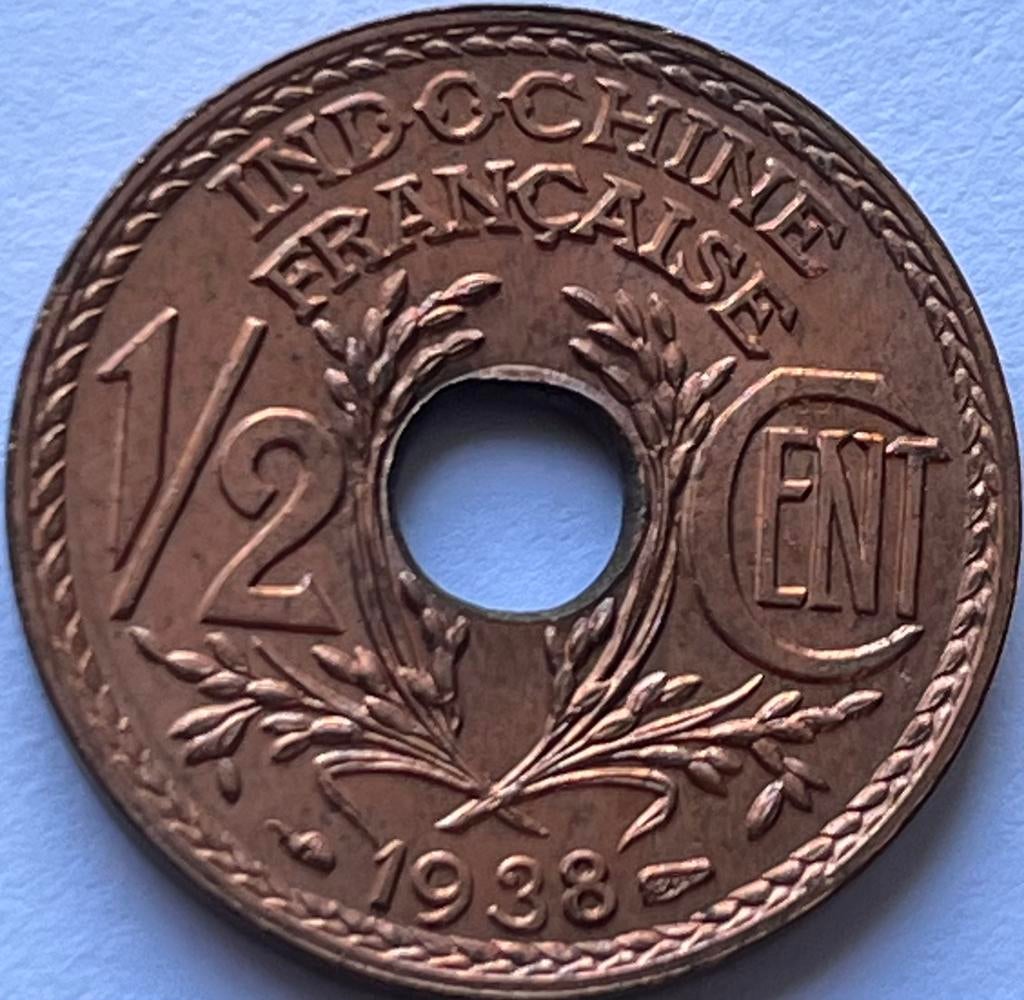 Frans Indo-China halve cent 1938 topkwaliteit!, Postzegels en Munten, Ophalen of Verzenden, Zuidoost-Azië, Losse munt