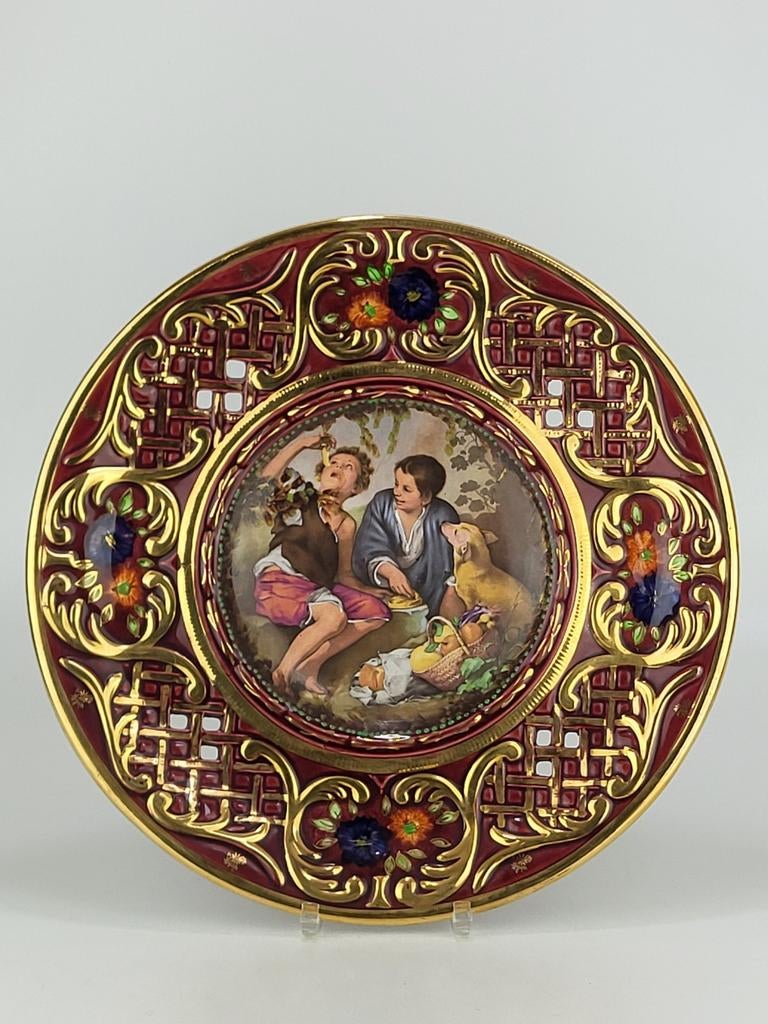 Oude Dresden-Stijl grote Pronkschaal, Ophalen of Verzenden