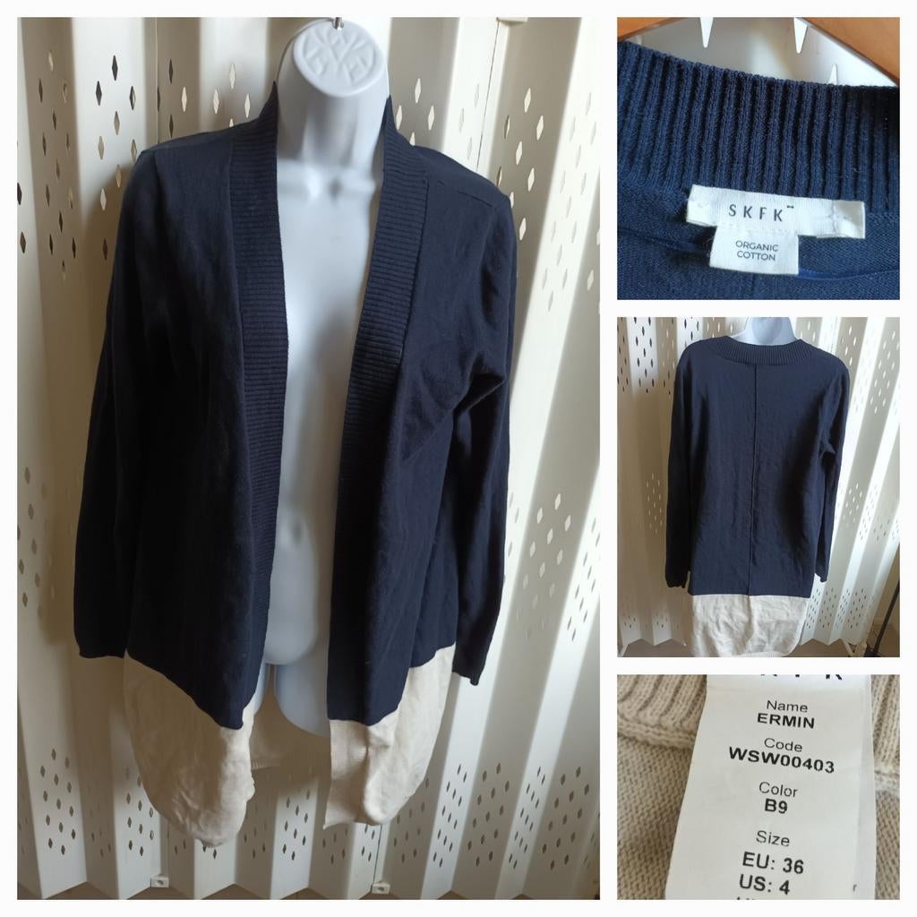 SKFK Ermin lang loose fit vest van biologisch katoen 36, Kleding | Dames, SKFK, Blauw, Ophalen of Verzenden, Zo goed als nieuw