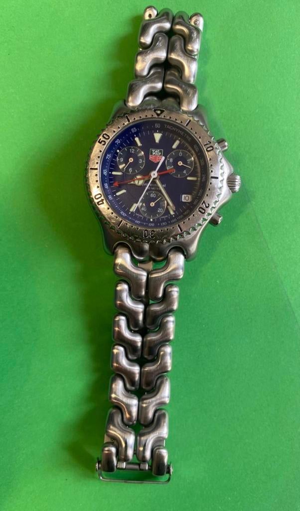 TAG Heuer Link Chronograaf Herenhorloge - Blauwe Wijzerplaat, Gebruikt, Staal, Polshorloge, Ophalen of Verzenden