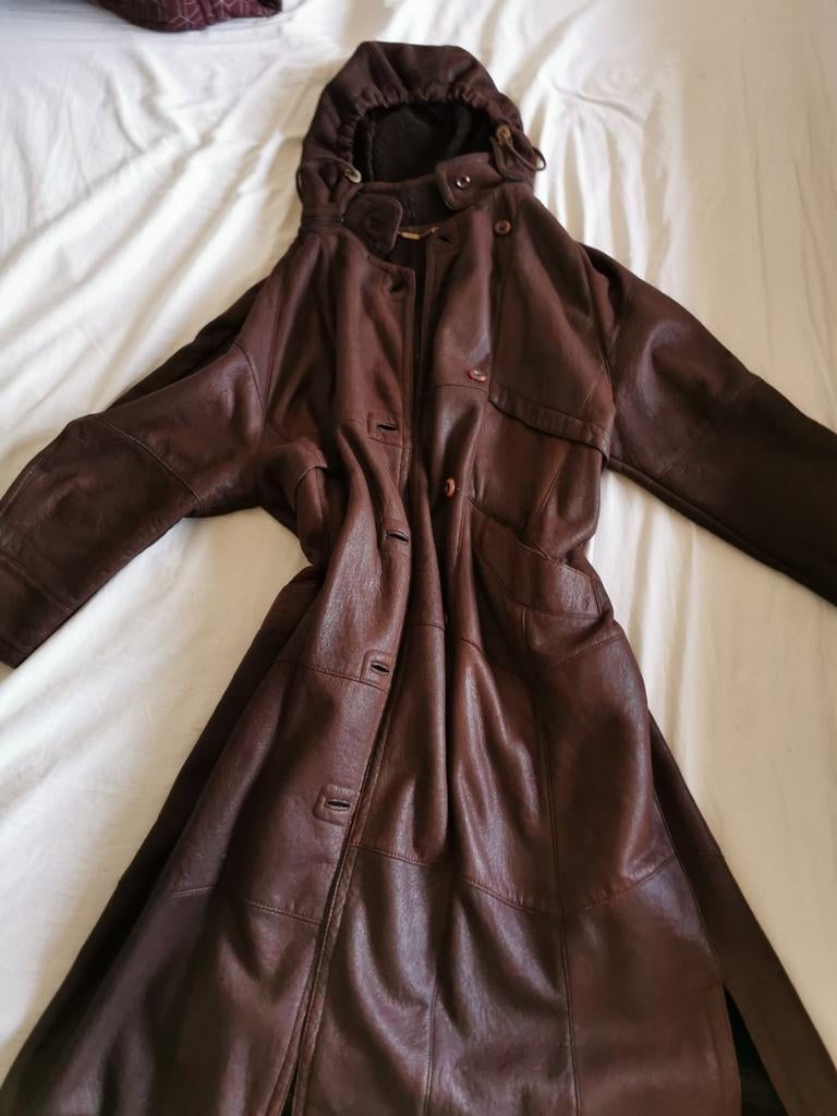 Werner christ jas mantel duffel trenchcoat leer klassiek, Ophalen, Zo goed als nieuw