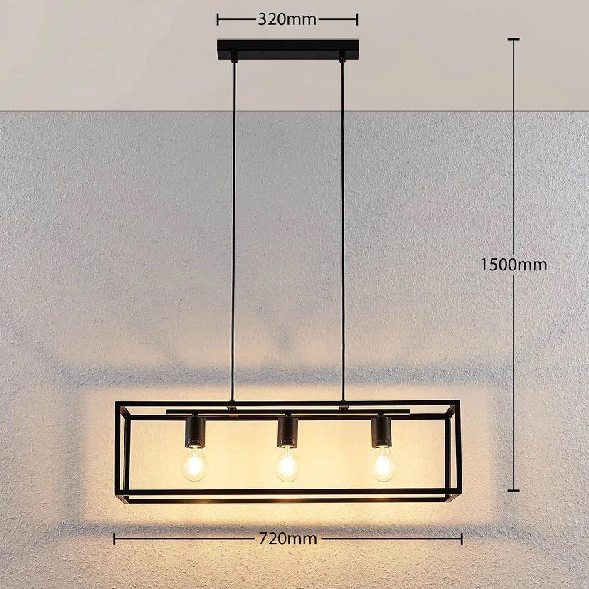 Hanglamp zwart metaal Lindby Emily, Huis en Inrichting, Lampen | Hanglampen, Ophalen, Gebruikt, 50 tot 75 cm, Metaal