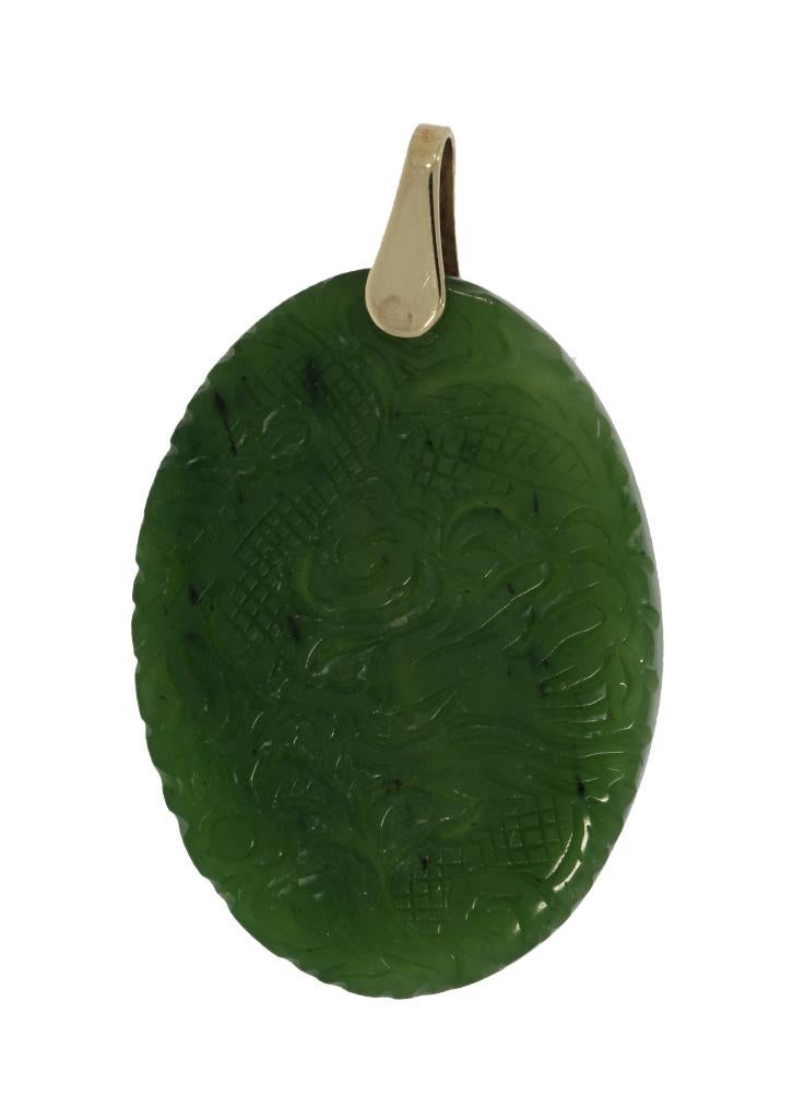 Jade nefriet 14k gouden grote vintage ketting hanger