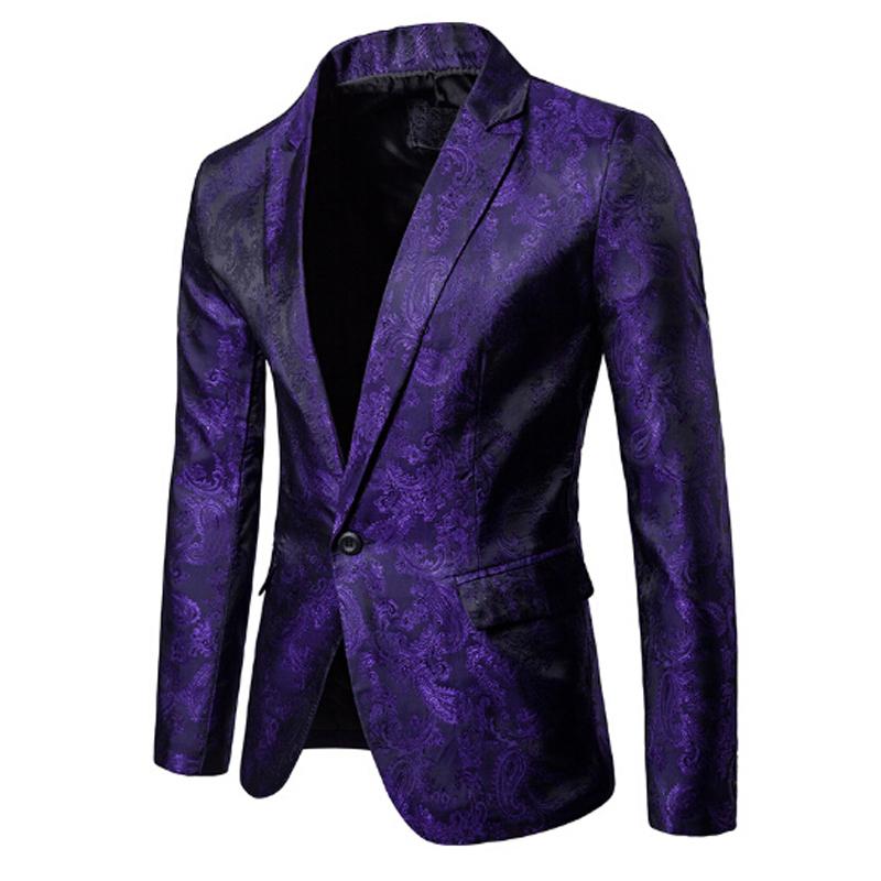 Heren paars paisley colbert mannen blazer jasje bloemen, Verzenden, Nieuw, Overige maten, Paars