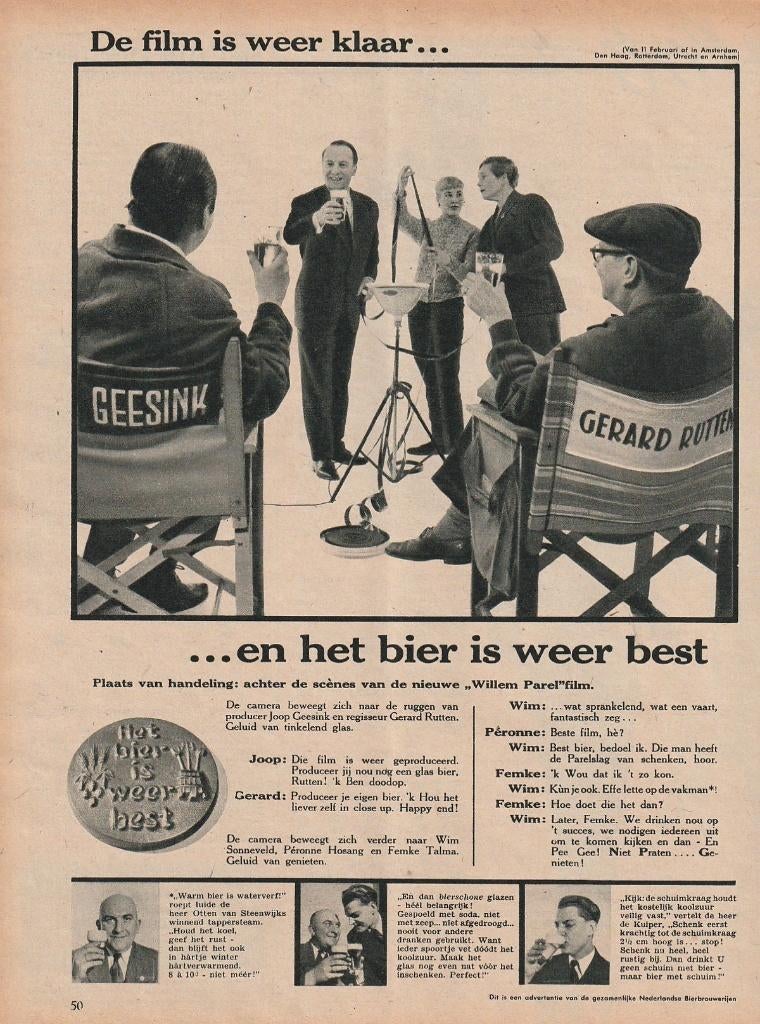 Retro reclame 1954 Bier is best Joop Geesink & Gerard Rutten, Verzamelen, Verzenden, Overige typen