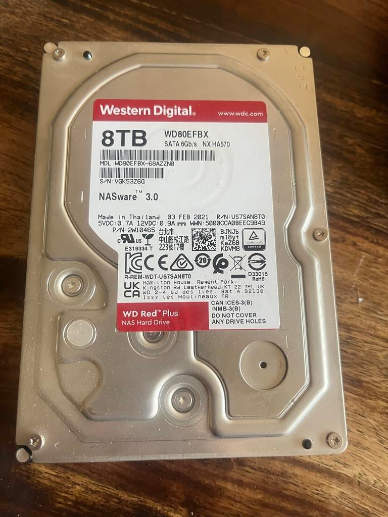 WD Red 8TB HDD - 3.5 inch, 49x power on, Computers en Software, Harde schijven, Intern, Server, Refurbished, Ophalen of Verzenden