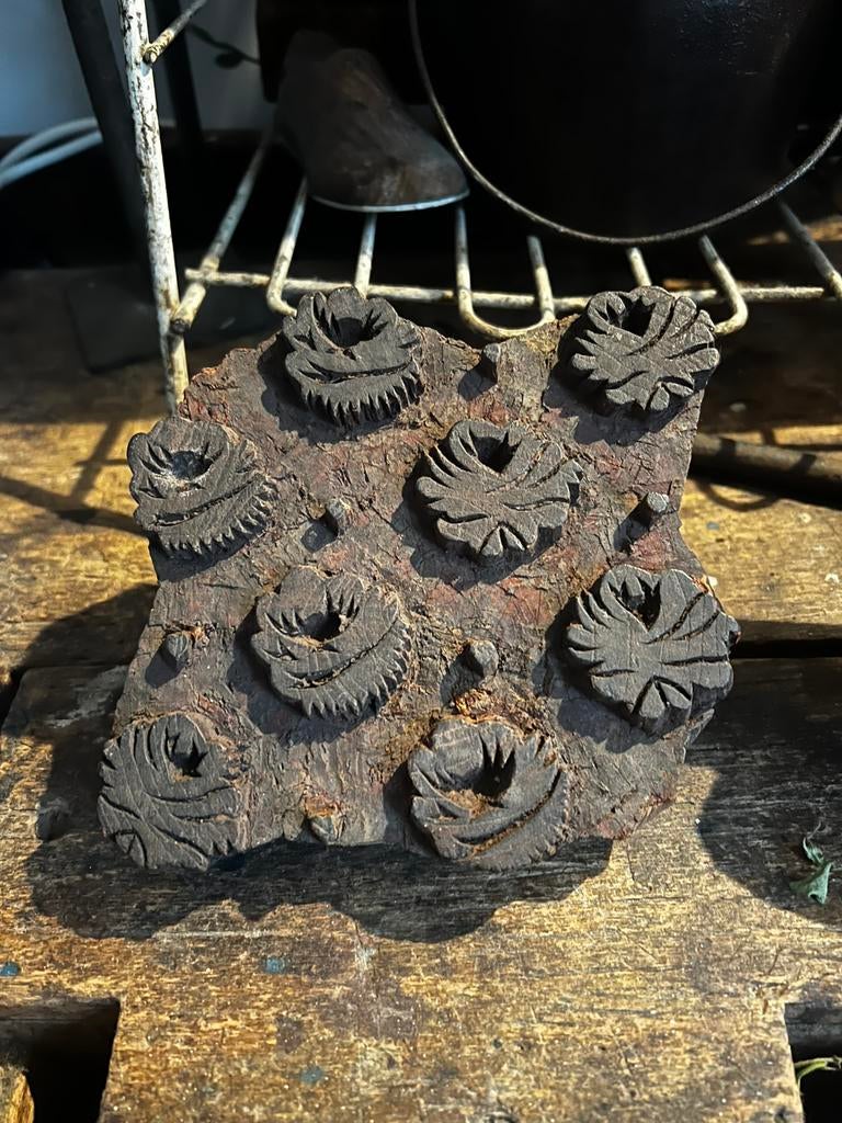 Batik stempel, stofstempel patroonstempel hout, Ophalen of Verzenden