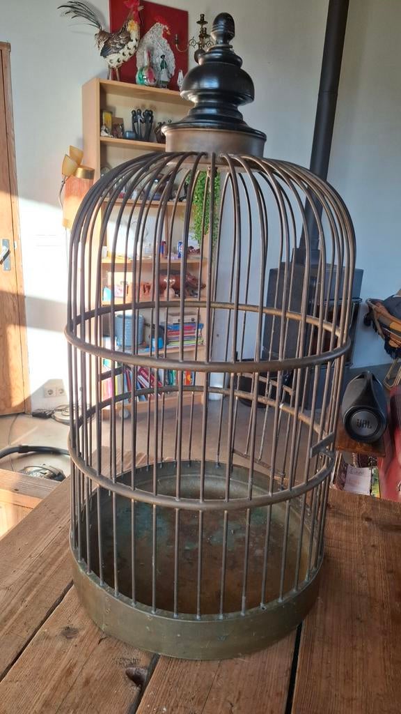 Koperen antieke vogelkooi, Antiek en Kunst, Ophalen