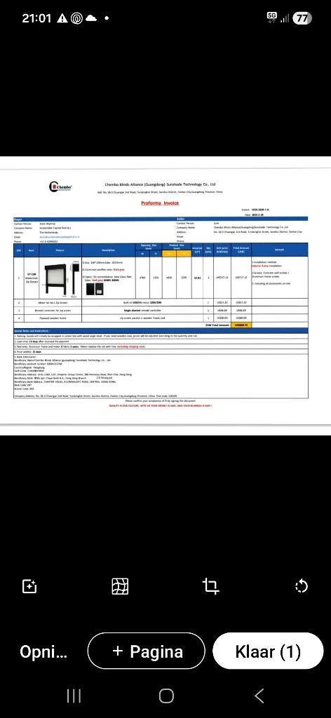 Zip Screen 4 meter 82 breed hoog 2meter 60 met motor nieuw, Ophalen, 450 cm of meer, 300 cm of meer, Nieuw