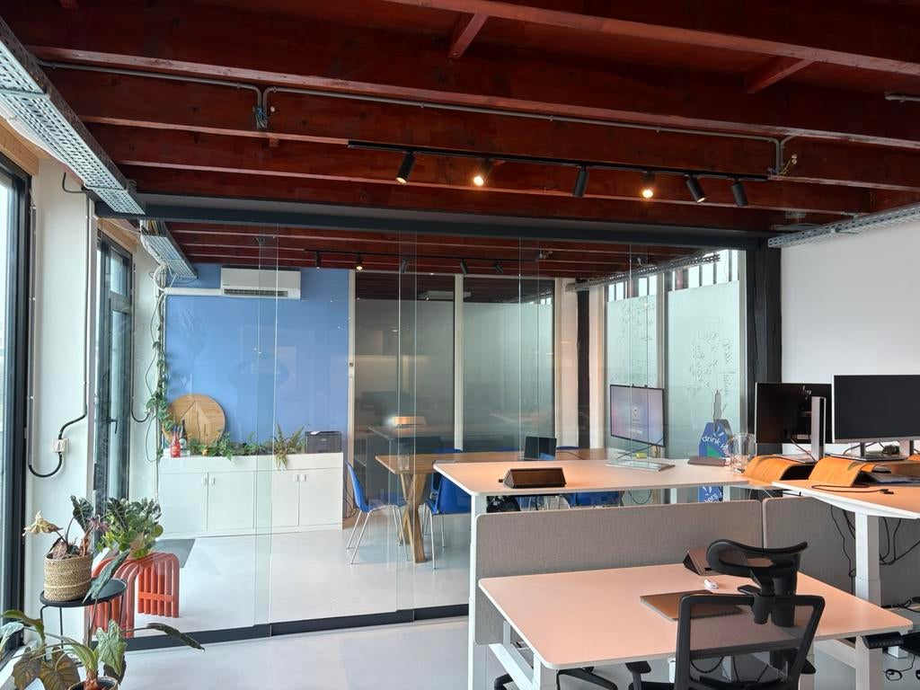 Glazen schuifwand / kantoorwand – ca. 4,8 meter breed, Doe-het-zelf en Verbouw, 225 cm of meer, Aluminium, Ophalen of Verzenden