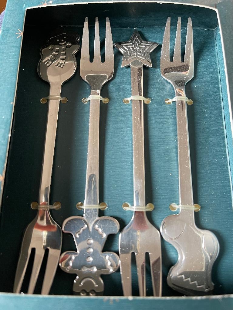 4 Taartvorkjes "Kerst" Nieuw in Doos, Ophalen of Verzenden, Nieuw