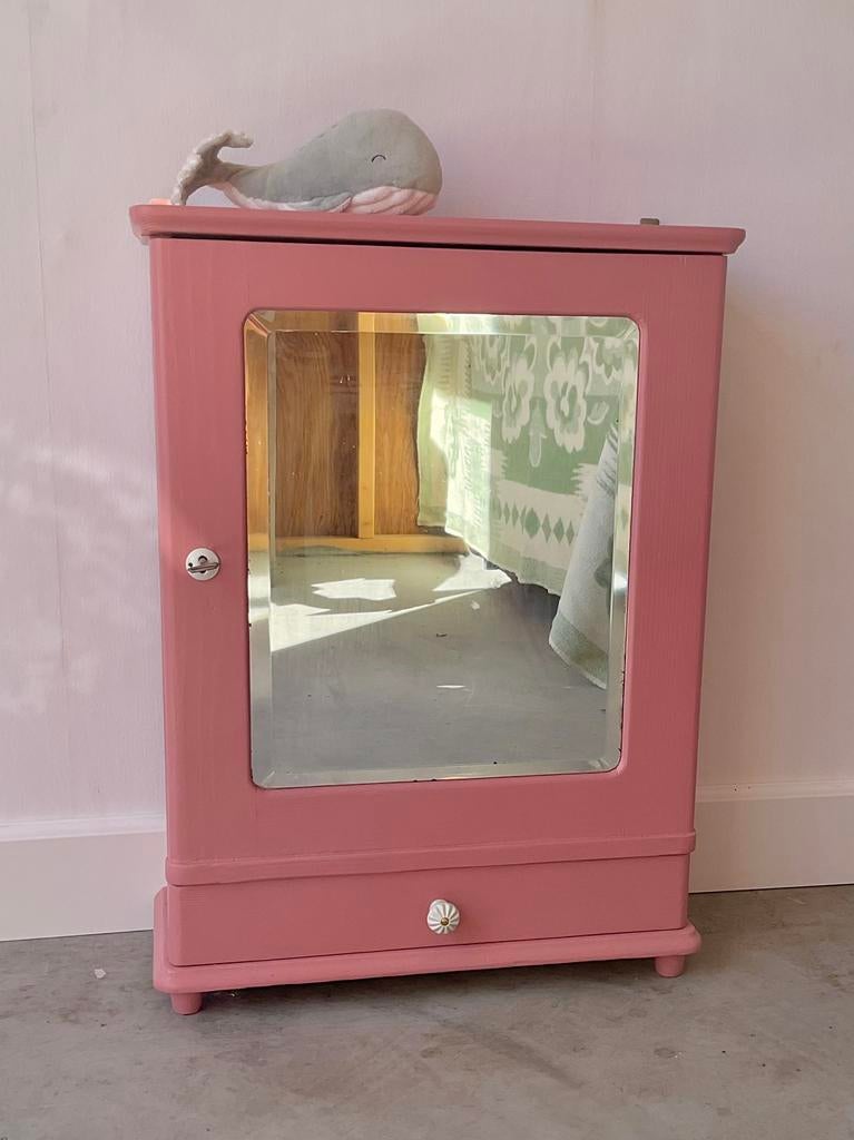 Lief vintage hangkastje met spiegel, Ophalen, Gebruikt, Nvt, Nvt