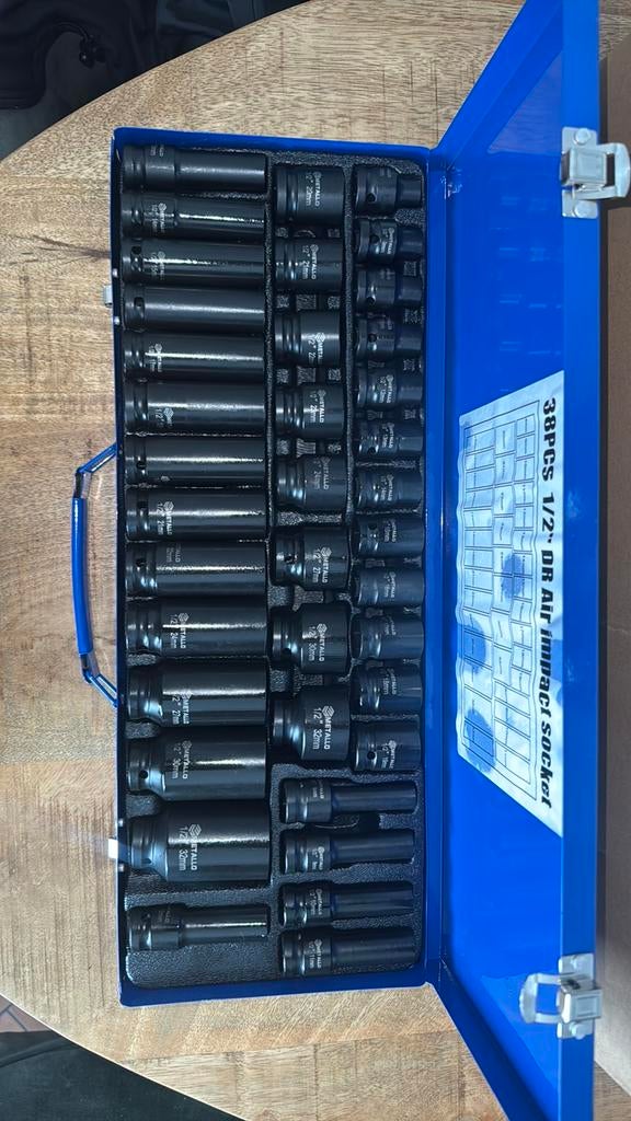 Krachtdop / slagdop complete set 38 delig 1/2 luchttol, Auto diversen, Autogereedschap, Ophalen of Verzenden, Nieuw