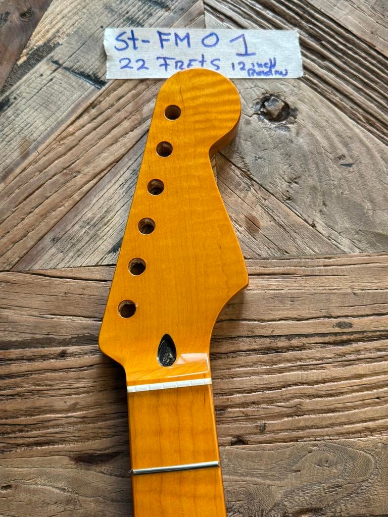 Stratocaster Hals” Tiger Flame 12 inch 22 frets “ST-FMO1, Muziek en Instrumenten, Instrumenten | Onderdelen, Verzenden, Geen, Geen