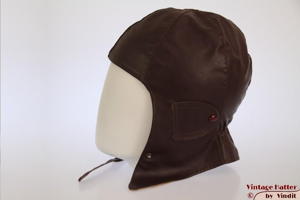 Vintage motor- cabrio- vliegeniersmuts bruin imitatieleer 56, Kleding | Dames, Mutsen, Sjaals en Handschoenen, Gedragen, Muts