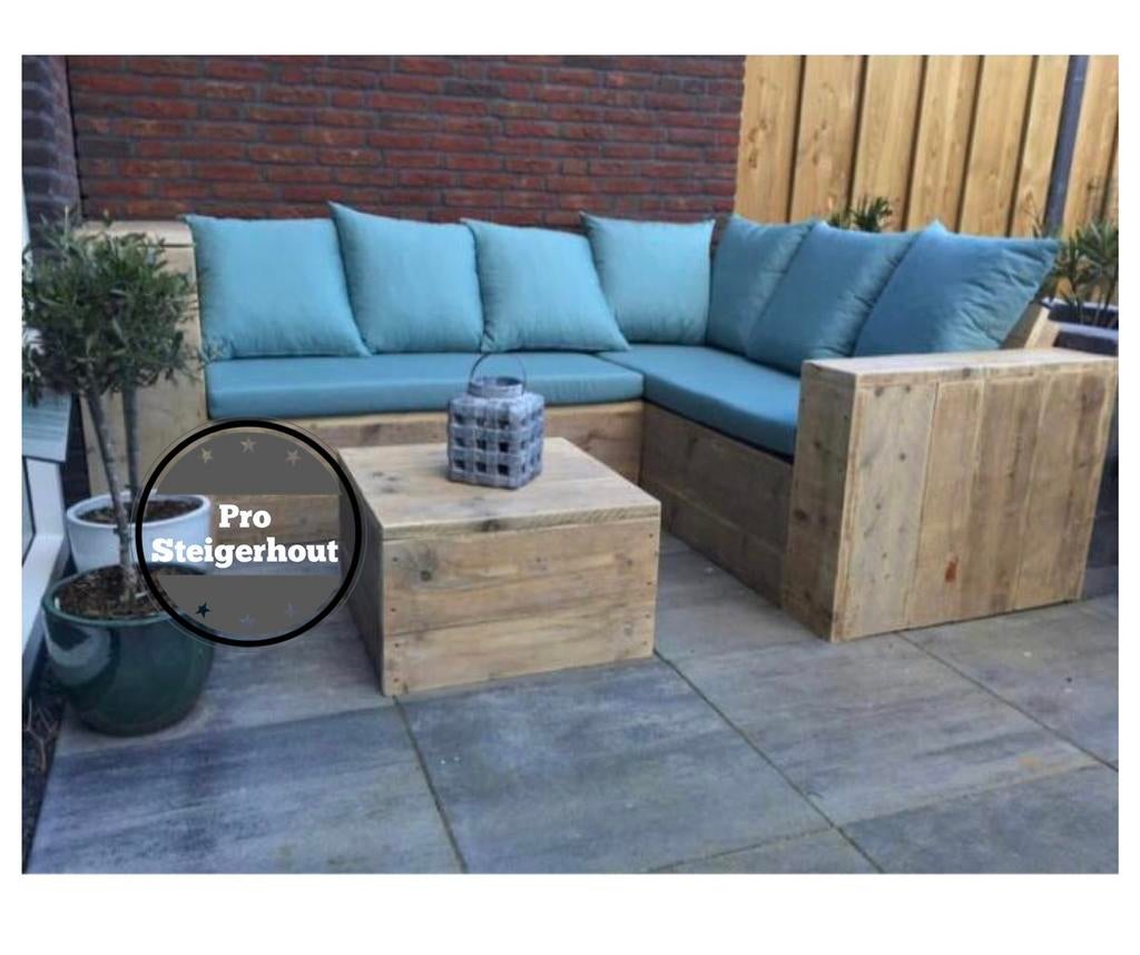 Steigerhout Loungeset Loungebank Hoekbank Tuinbank Tuinset, Tuin en Terras, Steigerhout, Nieuw, Ophalen of Verzenden, Eettafel