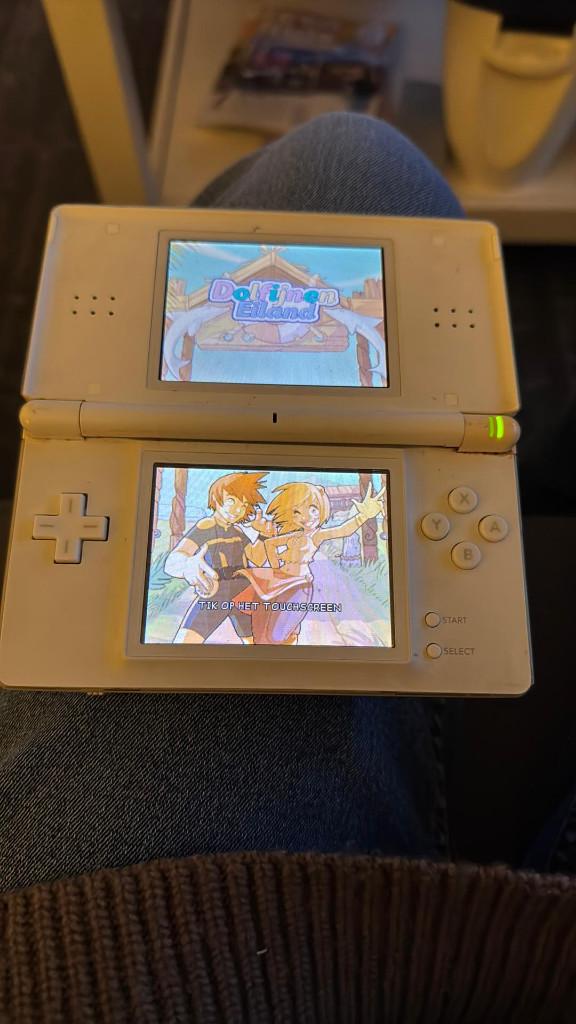 Nintendo DS met spellen, Gebruikt, Wit, Ophalen of Verzenden, Met beschermhoes of tas