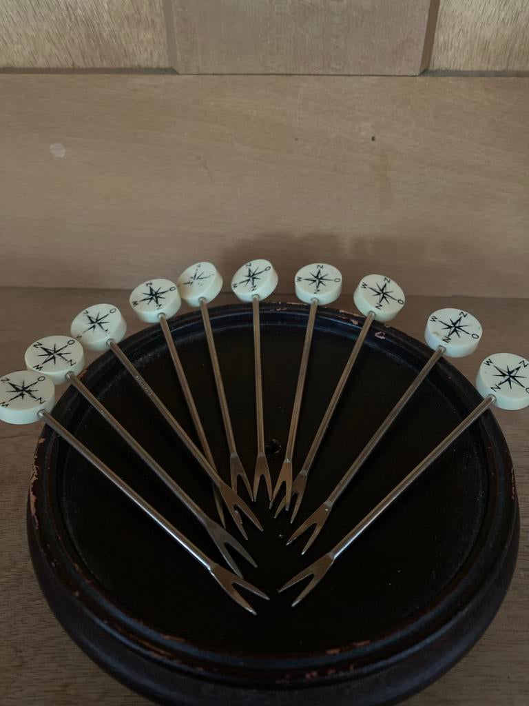 Vintage vorkjes met kompasontwerp, Ophalen of Verzenden