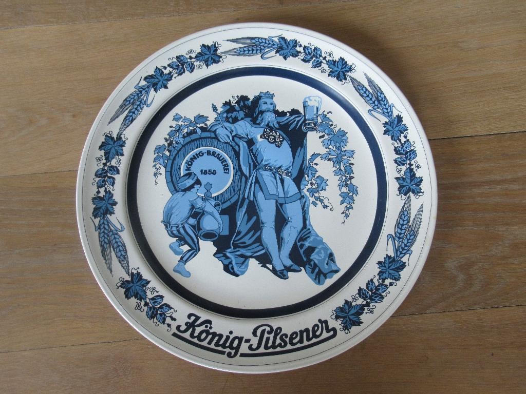 König Pilsener Reclamebord blauw porseleinen bord, Ophalen of Verzenden, Zo goed als nieuw, Reclamebord, Plaat of Schild, Overige merken