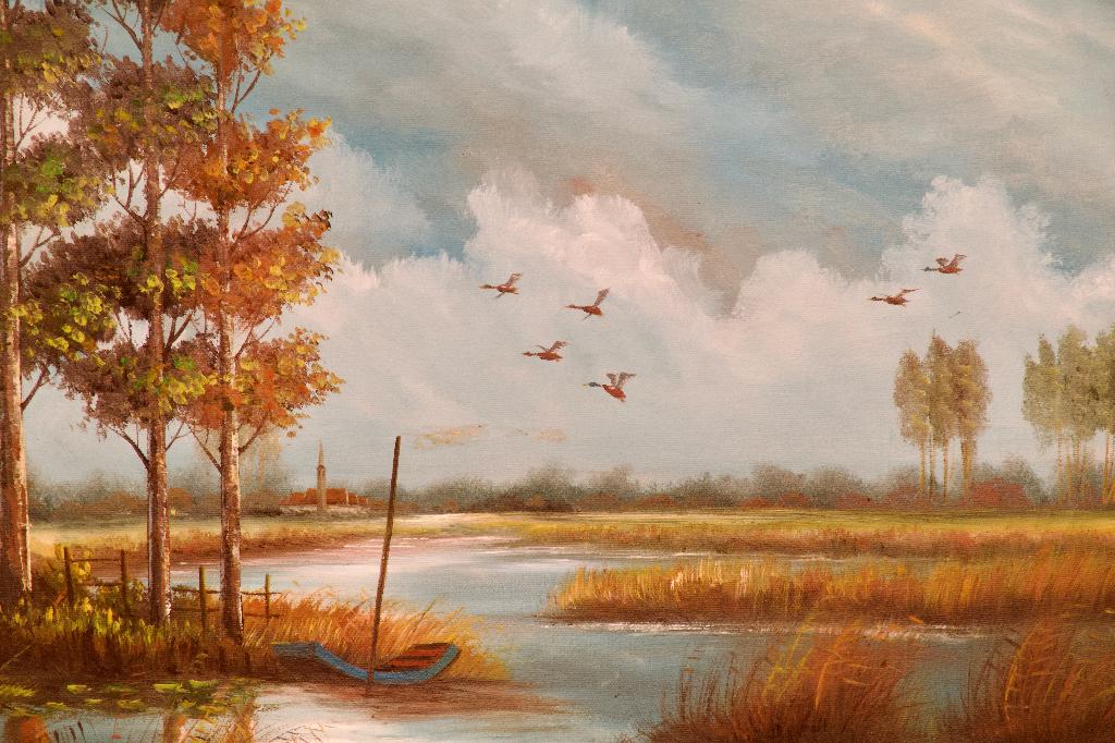 J. Kok - Hollands landschap - olieverf op doek -  47x57 cm, Ophalen