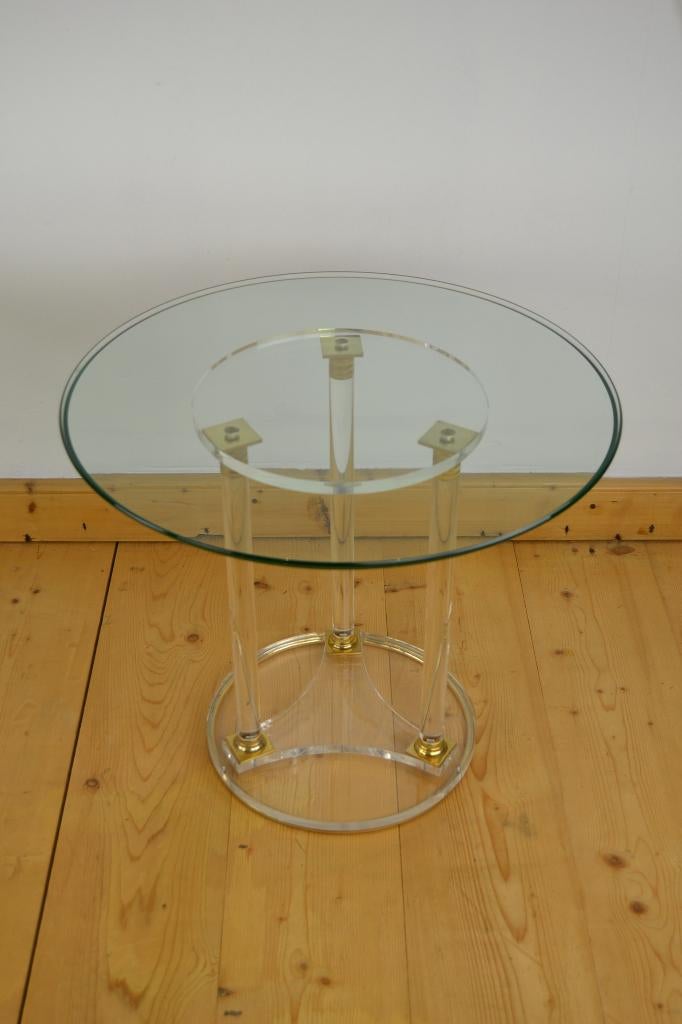 2 x Vintage Plexi Bijzettafeltje met Glazen Blad - 1970s, Ophalen