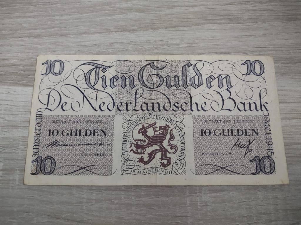 Heel mooi biljet 10 gulden geldzuivering Lieftinck, 1945, Postzegels en Munten, Bankbiljetten | Nederland, Ophalen of Verzenden