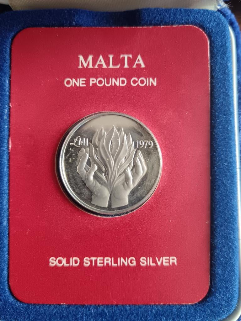 Zilveren Malta Pond Munt 1979, Postzegels en Munten, Ophalen of Verzenden, Overige landen, Losse munt, Zilver