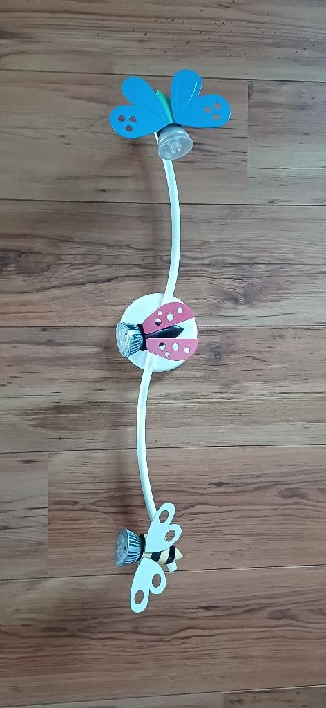 Ikea lamp met 3 spotjes, bij, vlinder en lieveheersbeestje, Ophalen of Verzenden, Gebruikt, Metaal