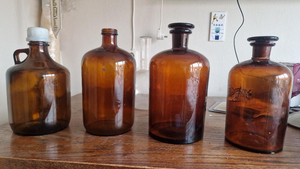 amberkleurige apotheek flessen, Antiek en Kunst, Ophalen