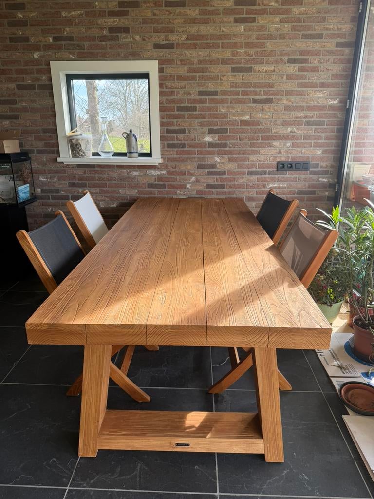 Tuinset compleet Max&Luuk -50%, Tuin en Terras, Ophalen, Eettafel, 6 zitplaatsen, Teakhout