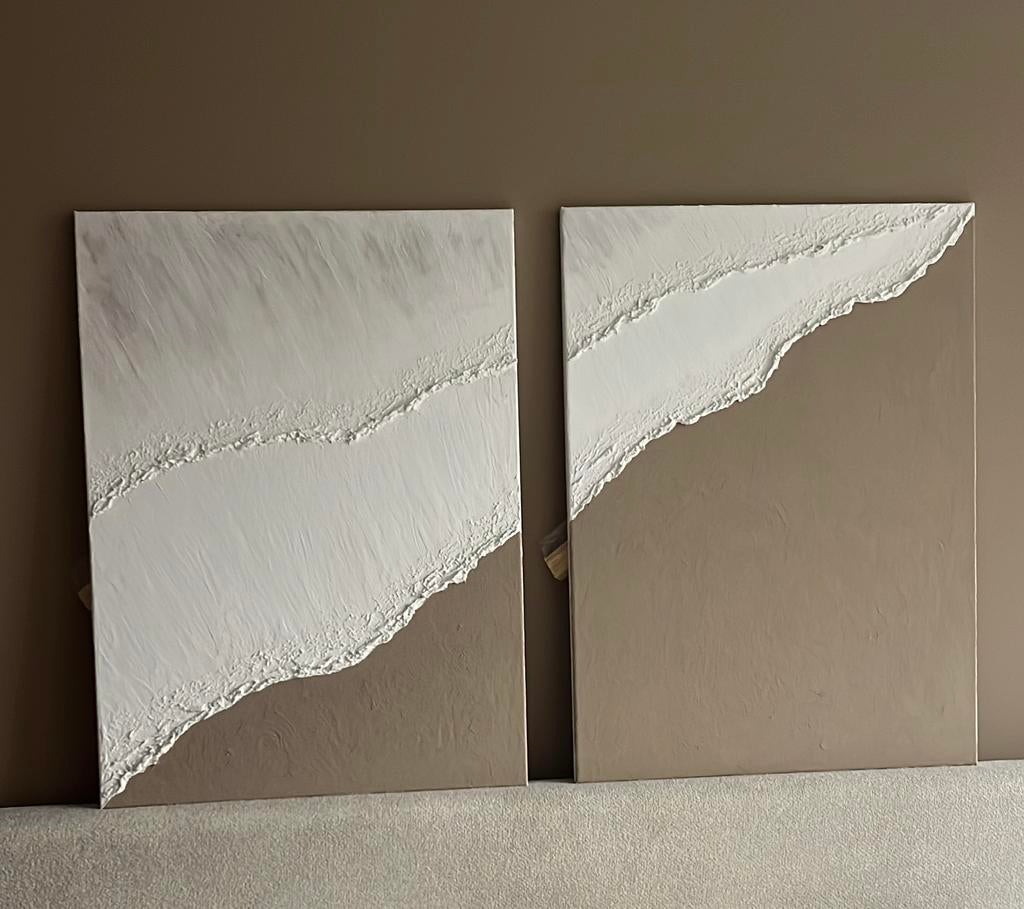 Tweeluik strand schilderij, Ophalen of Verzenden