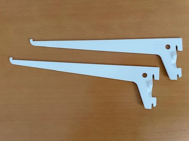 2 witte Plankdragers enkele rails 25 cm, Ophalen of Verzenden, Zo goed als nieuw