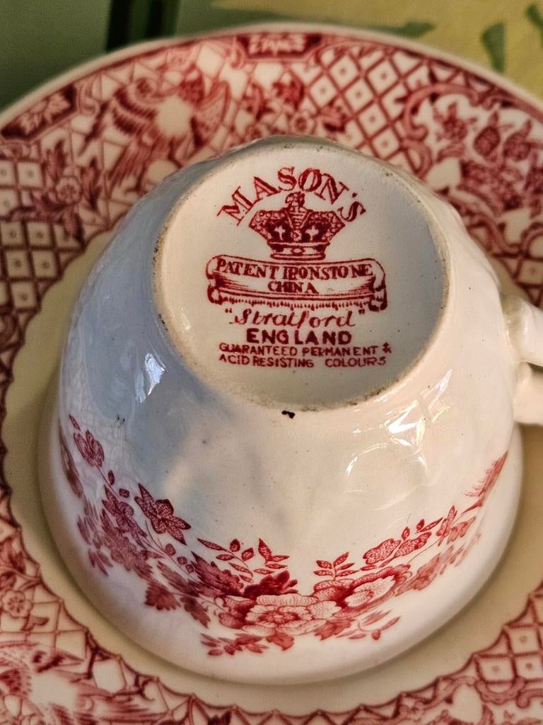 Antieke Mason's Patent Ironstone Stratford kop en schotel, Antiek en Kunst, Antiek | Servies los, Ophalen of Verzenden