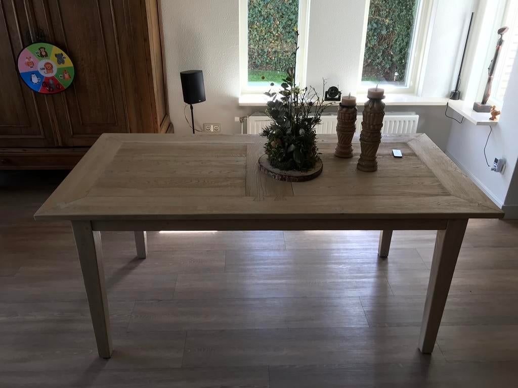 Massief licht eiken tafel  90-180cm, Ophalen, Eikenhout, 50 tot 100 cm, Vijf personen of meer