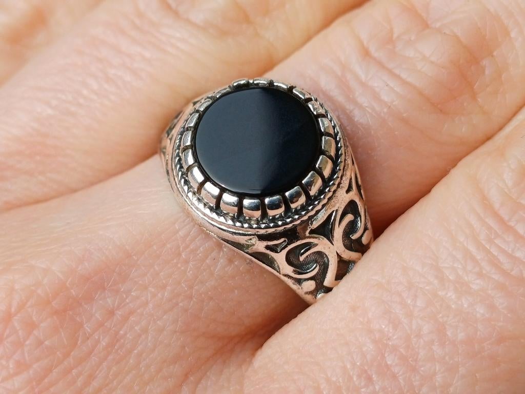 Vanoli 925 zilveren herenring met onyx maat 19, Sieraden, Tassen en Uiterlijk, Ringen, 18 tot 19, Vanoli, Heer, Nieuw