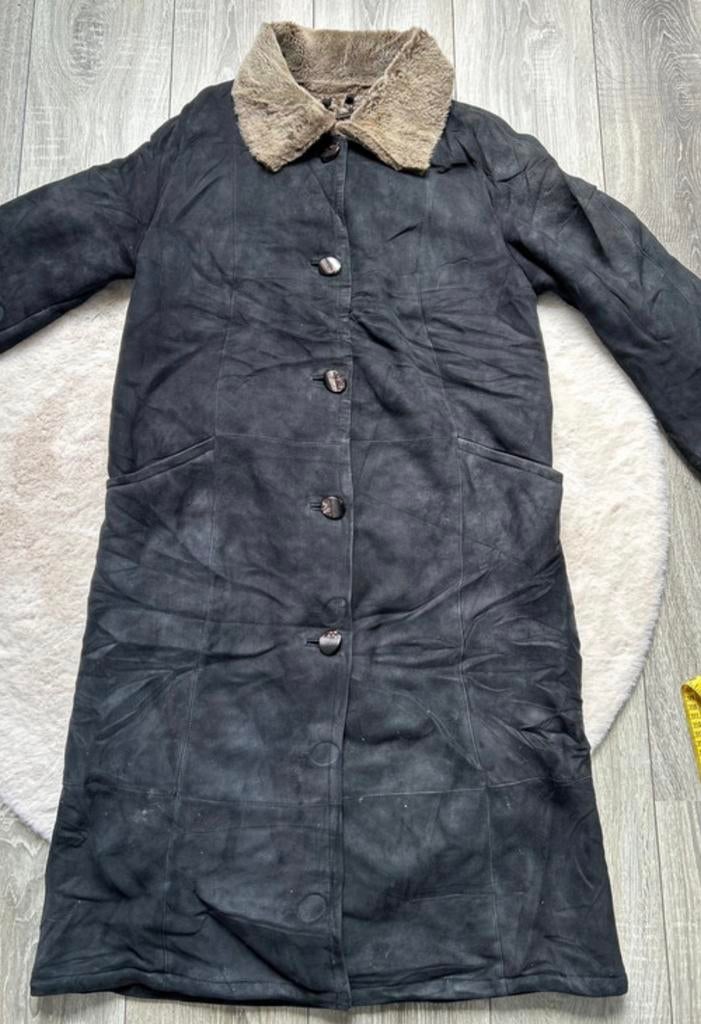 Boni Pelle shearling jas schapenvacht leren jas suede maat M, Maat 38/40 (M), Zwart, Ophalen of Verzenden, Mksneakz