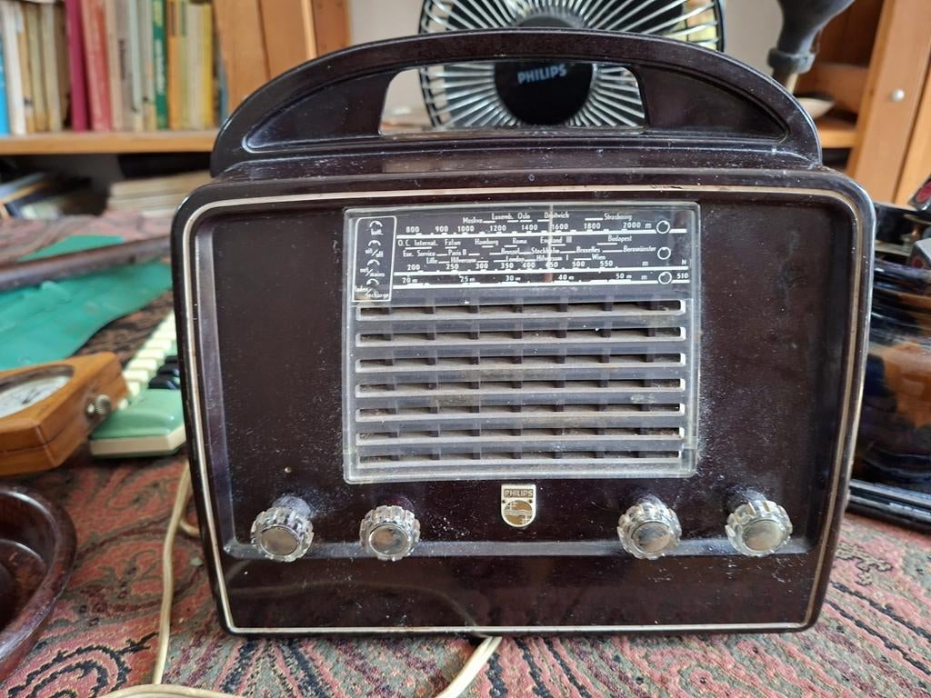 Vintage bakelieten radio 1950 Philips, Ophalen