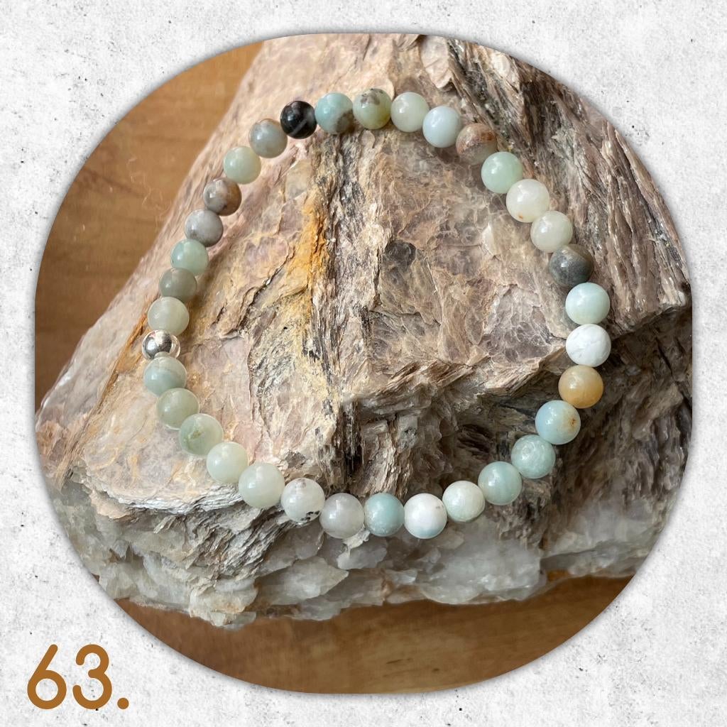 🦋MJB Armband nr: 63 Amazoniet halfedelsteen 19 cm, Overige materialen, Overige kleuren, Nieuw, Ophalen of Verzenden