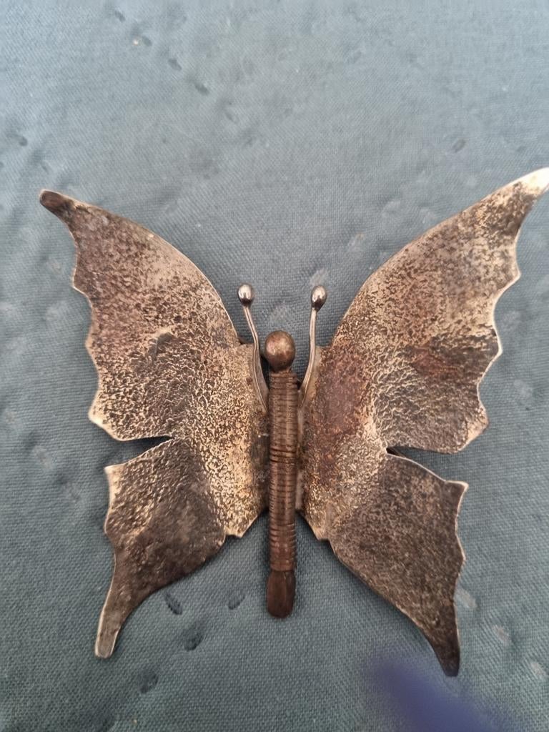 Oude zilveren vlinder broche, Sieraden, Tassen en Uiterlijk, Broches, Ophalen of Verzenden
