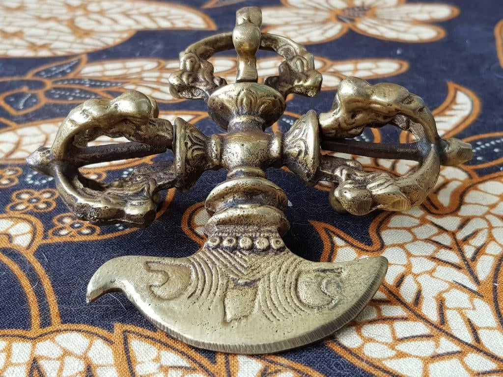 Mooie antieke Oosterse ceremoniële Dorje of Vajra van brons., Ophalen of Verzenden