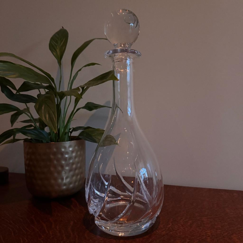 Elegante Kristallen Karaf met Bolstop - Royal Leerdam, Antiek en Kunst, Antiek | Glas en Kristal, Ophalen of Verzenden