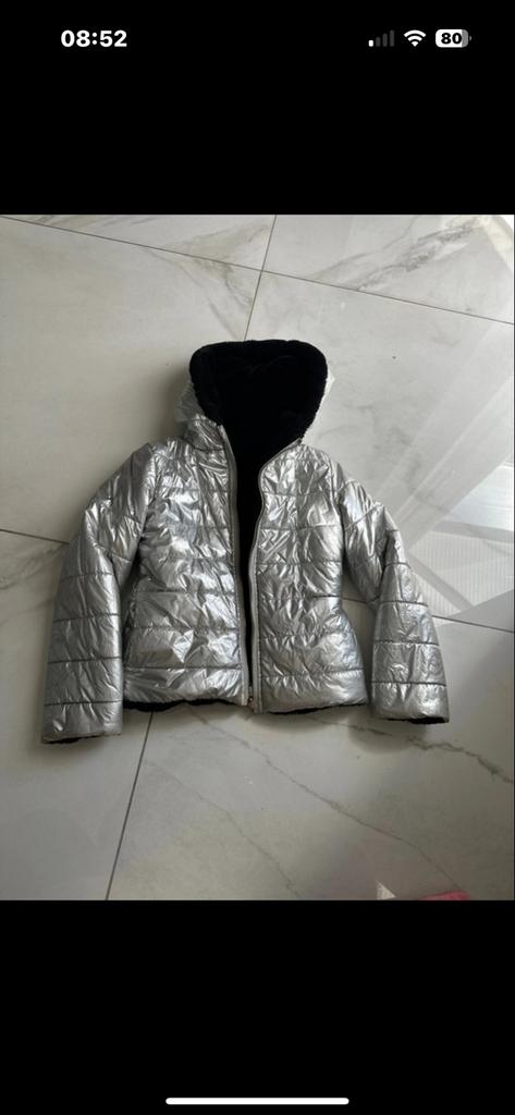 Omkeerbare kinderjas:  teddy maat 140, Ophalen of Verzenden, Zo goed als nieuw, Jongen of Meisje