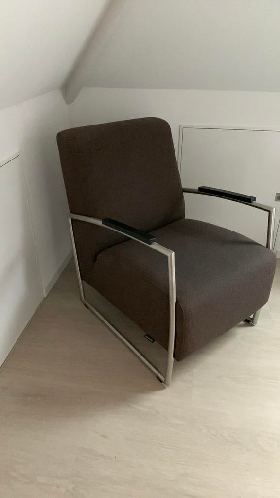 Montel fauteuil taupe, Huis en Inrichting, Fauteuils, Ophalen, Minder dan 75 cm, Zo goed als nieuw, Stof