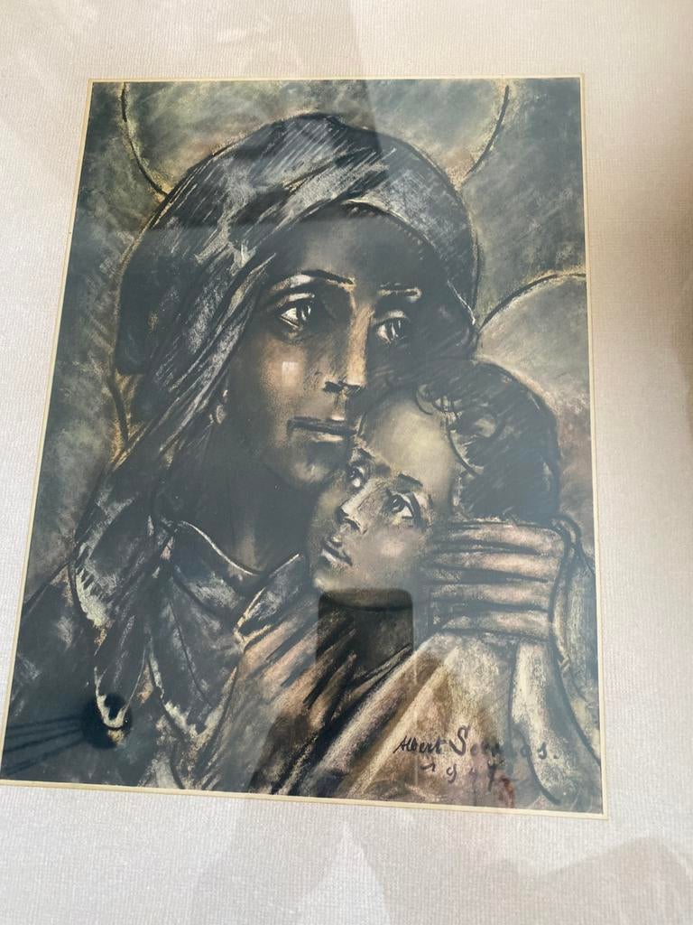 Albert servaes 1947 mooi werk porlood of krijt tekening, Ophalen of Verzenden